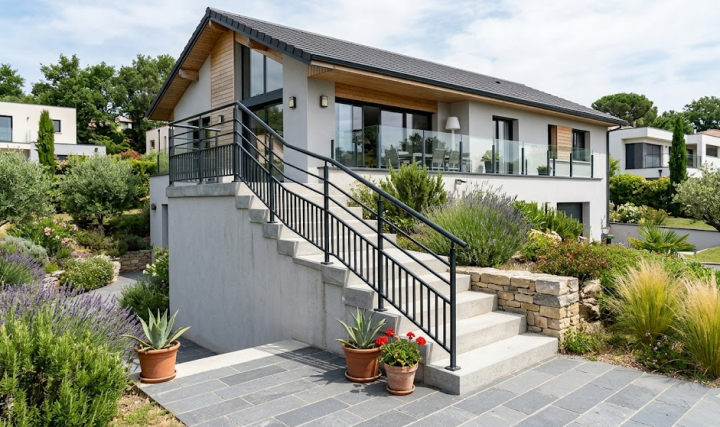 une rampe d'escalier